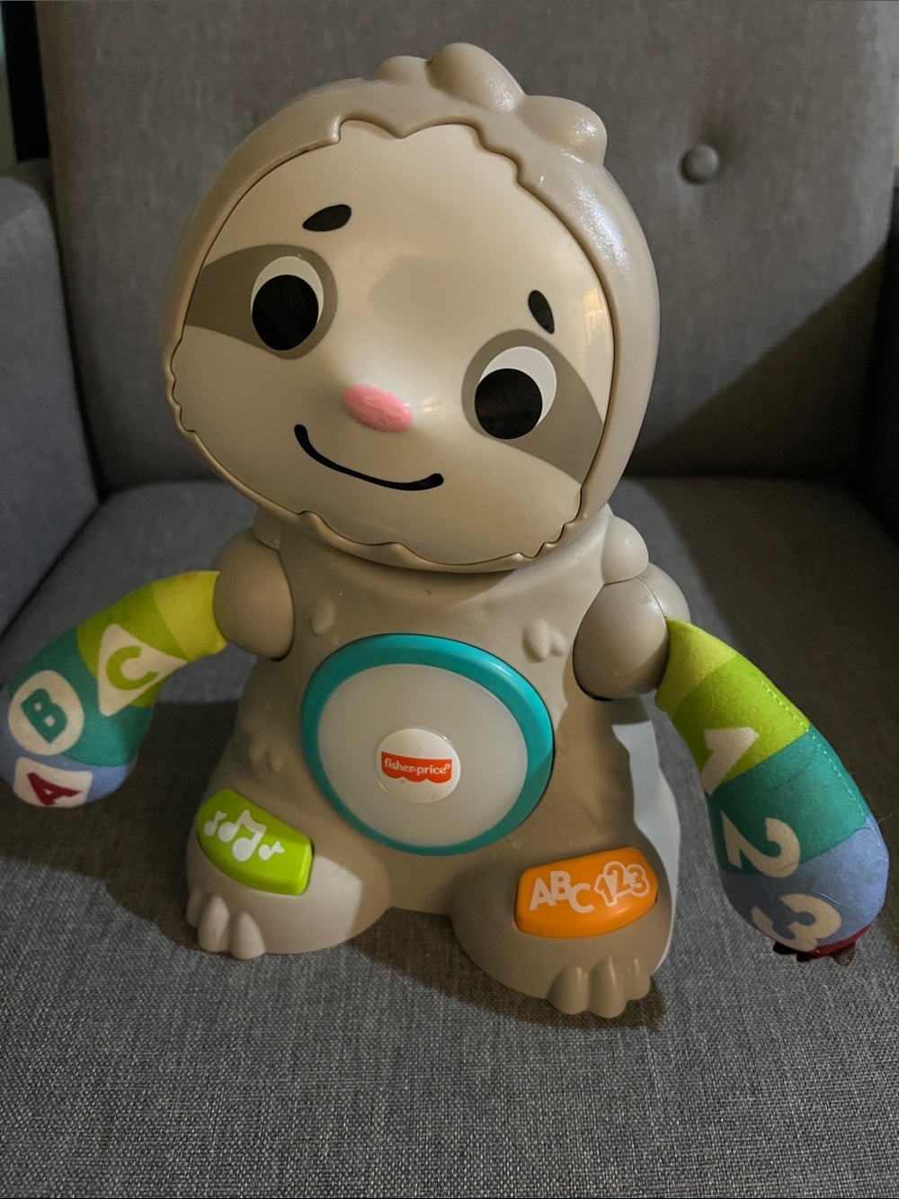 Fisher-Price Beige Sloth Learning Toy with Green, Teal and Pink Accents
